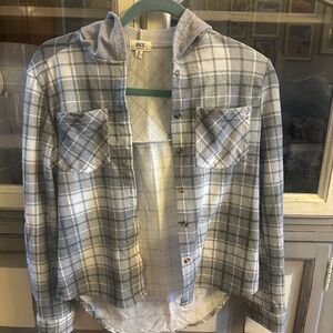 BKE Gray Plaid Kids shirt with hood